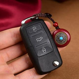 Buddha Gift Natural Cinnabar Six True Words 'Om Mani Padme Hum' Braided String Blessing Key Chain Necklace Pendant