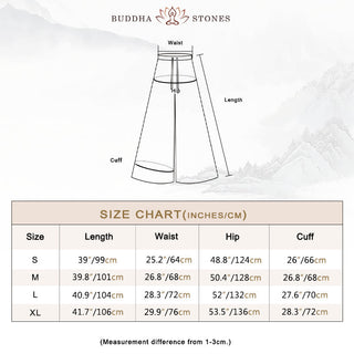 Buddha Gift Loose Cotton Drawstring Wide Leg Pants For Yoga Dance With Pockets