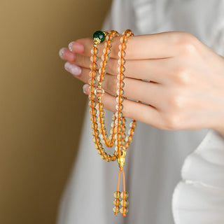 Buddha Gift 108 Mala Beads Citrine Happiness Bracelet