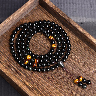 Buddha Gift 108 Mala Beads Black Obsidian lce Obsidian Fulfilment Bracelet