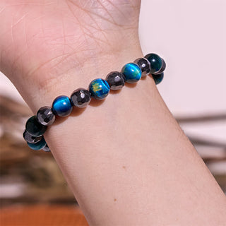 Buddha Gift 2Pcs Hematite Tiger Eye Blue Tiger Eye Powerful Bracelet Set
