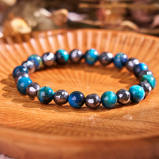 Buddha Gift 2Pcs Hematite Tiger Eye Blue Tiger Eye Powerful Bracelet Set