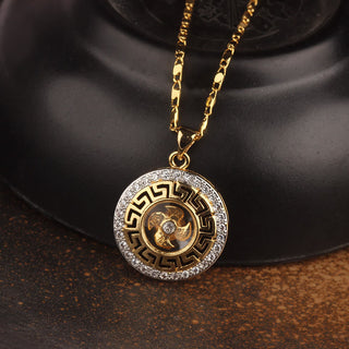 Buddha Gift Gold plated Copper Brass Rotatable Windmill Feng Sheng Shui Qi Fu Luck Necklace Pendant
