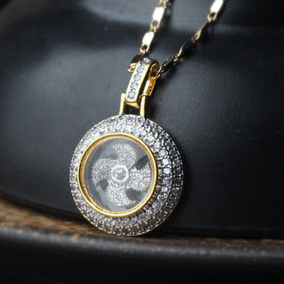 Buddha Gift Gold plated Copper Brass Rotatable Windmill Fu Balance Necklace Pendant