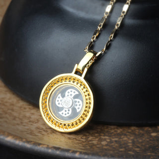 Buddha Gift Gold plated Copper Brass Rotatable Windmill Fu Balance Necklace Pendant