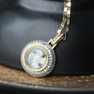 Buddha Gift Gold plated Copper Brass Rotatable Windmill Fu Balance Necklace Pendant