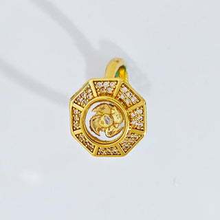 Buddha Gift Gold Plated Copper Windmill Feng Sheng Shui Qi Luck Wealth Adjustable Ring