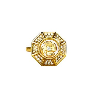Buddha Gift Gold Plated Copper Windmill Feng Sheng Shui Qi Luck Wealth Adjustable Ring