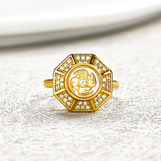 Buddha Gift Gold Plated Copper Windmill Feng Sheng Shui Qi Luck Wealth Adjustable Ring