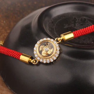 Buddha Gift Red String Copper Brass Rotatable Windmill Feng Sheng Shui Qi Protection Braided Bracelet