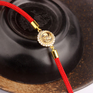 Buddha Gift Red String Copper Brass Rotatable Windmill Feng Sheng Shui Qi Protection Braided Bracelet