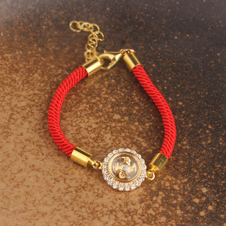 Buddha Gift Red String Copper Brass Rotatable Windmill Feng Sheng Shui Qi Protection Braided Bracelet