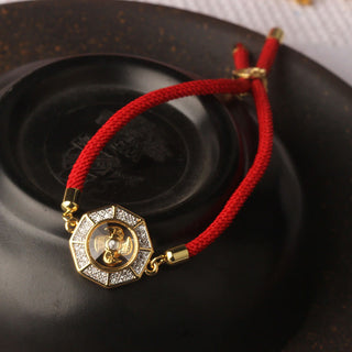 Buddha Gift Copper Brass Rotatable Windmill Feng Sheng Shui Qi Red String Faith Braided Bracelet