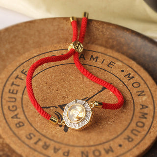 Buddha Gift Copper Brass Rotatable Windmill Feng Sheng Shui Qi Red String Faith Braided Bracelet