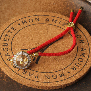 Buddha Gift Copper Brass Rotatable Windmill Feng Sheng Shui Qi Red String Faith Braided Bracelet