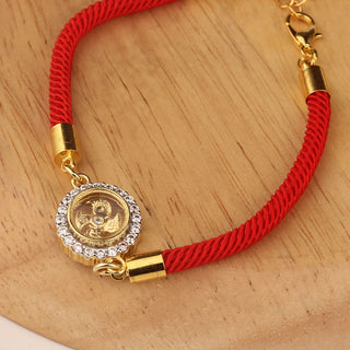 Buddha Gift Red String Copper Brass Rotatable Windmill Feng Sheng Shui Qi Protection Braided Bracelet