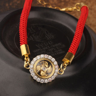 Buddha Gift Red String Copper Brass Rotatable Windmill Feng Sheng Shui Qi Protection Braided Bracelet