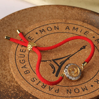 Buddha Gift Copper Brass Feng Sheng Shui Qi Rotatable Windmill  Red String Faith Braided Bracelet