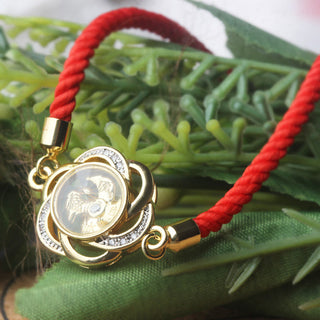 Buddha Gift Rotatable Plum Red String Copper Brass Windmill Feng Sheng Shui Qi Protection Braided Bracelet