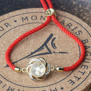 Buddha Gift Rotatable Plum Red String Copper Brass Windmill Feng Sheng Shui Qi Protection Braided Bracelet