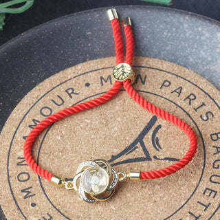Buddha Gift Rotatable Plum Red String Copper Brass Windmill Feng Sheng Shui Qi Protection Braided Bracelet