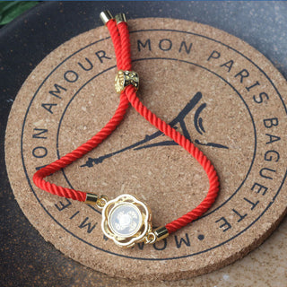 Buddha Gift Rotatable Plum Red String Copper Brass Windmill Feng Sheng Shui Qi Protection Braided Bracelet