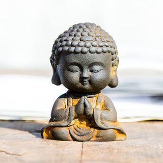 Buddha Gift Small Meditating Buddha Iron Powder Rust Cast Resin Statue Home Decoration