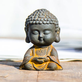 Buddha Gift Small Meditating Buddha Iron Powder Rust Cast Resin Statue Home Decoration