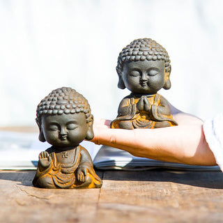 Buddha Gift Small Meditating Buddha Iron Powder Rust Cast Resin Statue Home Decoration