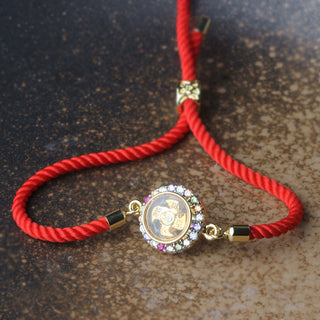Buddha Gift Copper Brass Color Rotatable Windmill Feng Sheng Shui Qi Fu Red String Faith Braided Bracelet