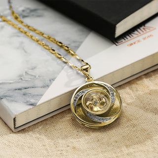 Buddha Gift Gold plated Copper Brass Rotatable Windmill Luck Necklace Pendant