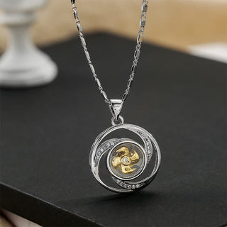 Buddha Gift Gold plated Copper Brass Rotatable Windmill Luck Necklace Pendant