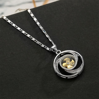 Buddha Gift Gold plated Copper Brass Rotatable Windmill Luck Necklace Pendant