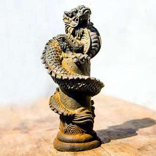 Buddha Gift Handmade Flying Dragon Around The Pillar Iron Powder Rust Cast Resin Statue Home Decoration