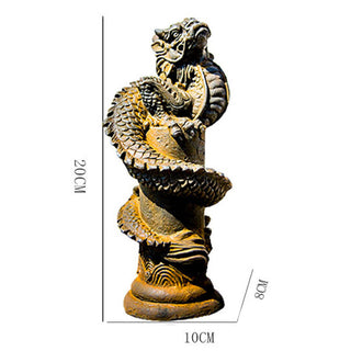 Buddha Gift Handmade Flying Dragon Around The Pillar Iron Powder Rust Cast Resin Statue Home Decoration