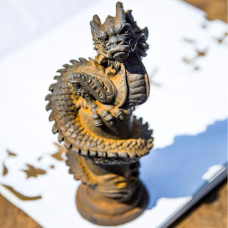 Buddha Gift Handmade Flying Dragon Around The Pillar Iron Powder Rust Cast Resin Statue Home Decoration
