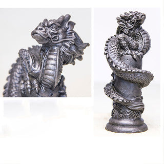 Buddha Gift Handmade Flying Dragon Around The Pillar Iron Powder Rust Cast Resin Statue Home Decoration