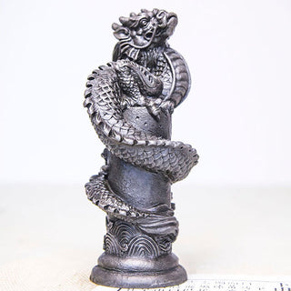 Buddha Gift Handmade Flying Dragon Around The Pillar Iron Powder Rust Cast Resin Statue Home Decoration