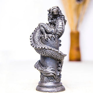 Buddha Gift Handmade Flying Dragon Around The Pillar Iron Powder Rust Cast Resin Statue Home Decoration