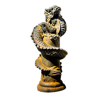 Buddha Gift Handmade Flying Dragon Around The Pillar Iron Powder Rust Cast Resin Statue Home Decoration