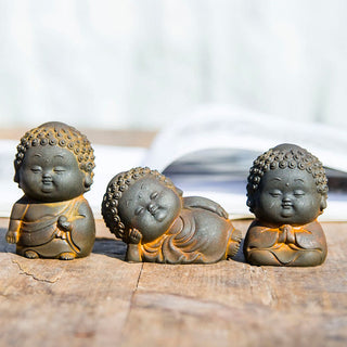 Buddha Gift Small Standing Lying Sitting Cute Buddha Iron Powder Rust Cast Resin Statue Home Decoration