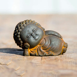 Buddha Gift Small Standing Lying Sitting Cute Buddha Iron Powder Rust Cast Resin Statue Home Decoration
