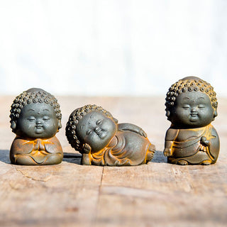 Buddha Gift Small Standing Lying Sitting Cute Buddha Iron Powder Rust Cast Resin Statue Home Decoration