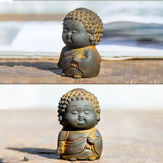 Buddha Gift Small Standing Lying Sitting Cute Buddha Iron Powder Rust Cast Resin Statue Home Decoration