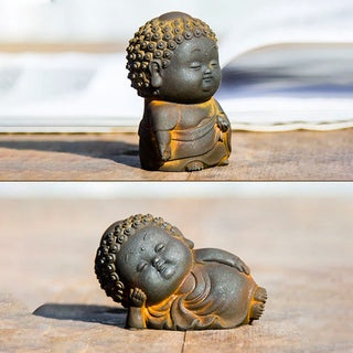 Buddha Gift Small Standing Lying Sitting Cute Buddha Iron Powder Rust Cast Resin Statue Home Decoration