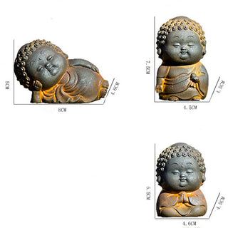 Buddha Gift Small Standing Lying Sitting Cute Buddha Iron Powder Rust Cast Resin Statue Home Decoration
