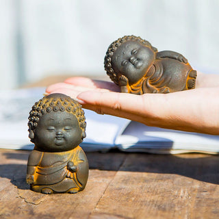 Buddha Gift Small Standing Lying Sitting Cute Buddha Iron Powder Rust Cast Resin Statue Home Decoration