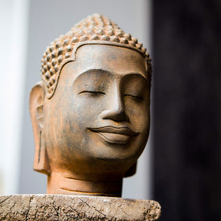 Buddha Gift Closed Eyes Contemplation Meditating Buddha Head Iron Powder Rust Cast Resin Statue Home Decoration