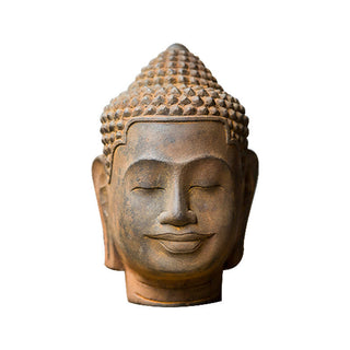 Buddha Gift Closed Eyes Contemplation Meditating Buddha Head Iron Powder Rust Cast Resin Statue Home Decoration