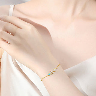 Buddha Gift 925 Sterling Silver Turquoise Opal Year Of The Snake Protection Bracelet
